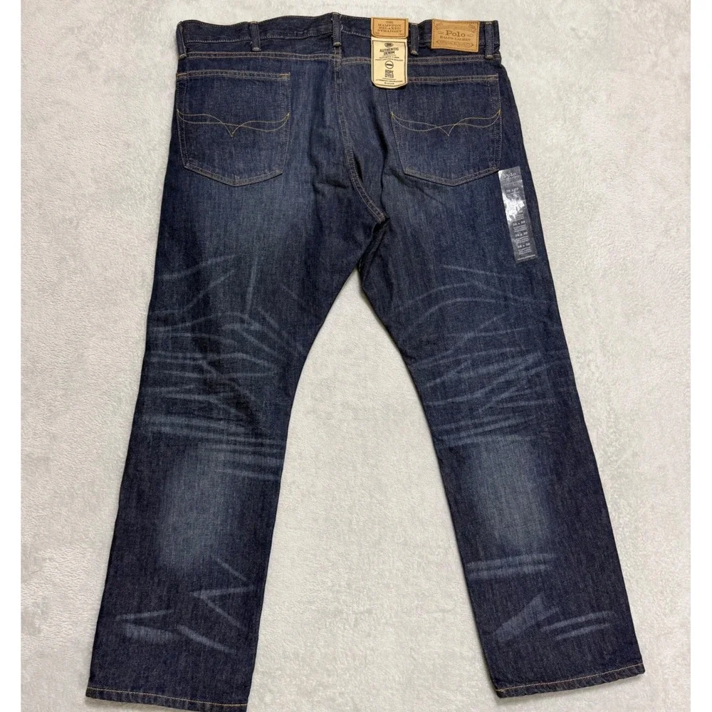 Polo Ralph Lauren Hampton Relaxed Straight Jeans Mens 38x30 Dark Wash Denim NEW